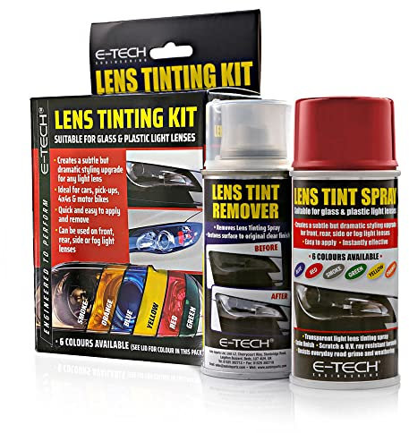 E-TECH ELS150-R Car Glass Plastic Lens Tail Light Red Tint Spray Kit Set