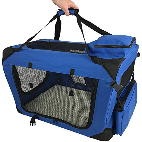 RayGar Pet Carrier Soft Crate Portable Foldable Fabric - Blue - XL