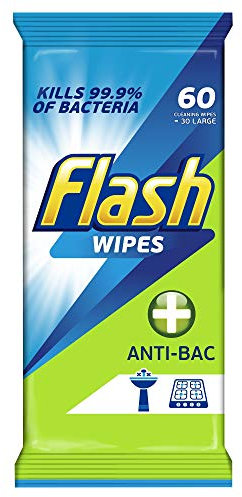 Flash Antibacterial Cleaning Wipes, Pack of 60