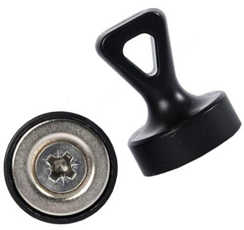 5 x Griff-Magnet Neodym mit Öse Ø 17 x 22 mm - SCHWARZ - Haftkraft 3,5 kg - 5 Stück - Starke Pinnwand Magnete mit Neodymkern (NdFeB) für Kühlschrank Magnet Glasboards Magnettafel Whiteboard