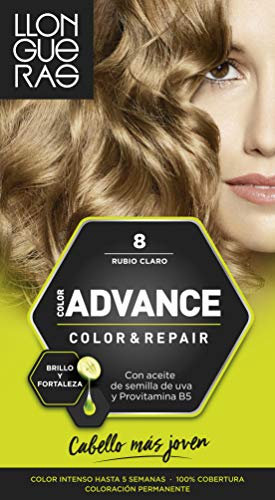Llongueras Color Advance Tinte Pelo Mujer Coloración Permanente Color Intenso Hasta 5 semanas - Tono 8 Rubio Claro