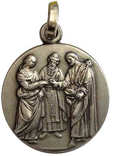 925 Sterling Silber Medaille Die Hochzeit von Marie und St. Joseph “