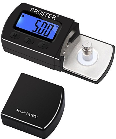 Proster Digital Turntable Stylus Force Scale Gauge 0.01-5g with LCD Backlight 5g Calibration Weights Stylus Force Needle for Turntable Tonearm Phono Cartridge - with Protective Pouch