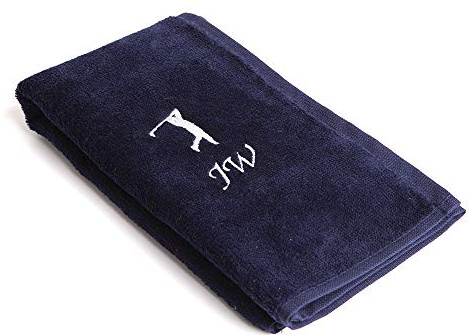 CrewGolf Personalised Golf Towel Navy Blue - Luxury Tri-Fold Any Name Towel Embroidered
