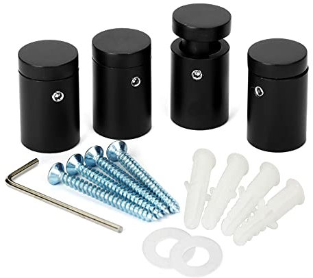MALLEABLE Side Clamp Standoffs 19mm*25mm Black Aluminum,Edge Grip Standoffs for Glass,Burglarproof Sign Standoff,for Acrylic,Glass,PVC,Glass Panel,Pack of 4