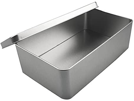 Silver Metal Tin Box Lids - Large Containers, Holder for Keeping Car Keys, Cookie, Pencil Case, 8.2 x 4.7 x 2.4 inch