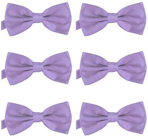DonDon 6er Set Herren Fliege 12 x 6 cm gebunden und längenverstellbar flieder