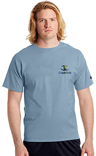 Champion Classic Jersey Graphic T-Shirt, Torace Sinistro-Blu (Mache Blue), S Uomo