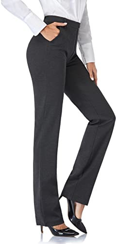 Tapata Damen 71cm/76cm/81cm/86cm Gerade Stretch-Hose mit Taschen Für Büro Geschäft Alltag, Tall/Lang/Regulär/Petite Hose 71cm, Holzkohle, M