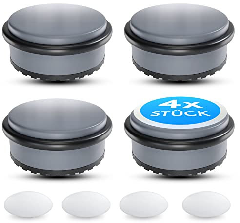 SilverRack® Türstopper Edelstahl Grau [4 Stück] + 4 extra Wand Türstopper - Premium Tür Stopper ohne Bohren 1,1kg - Schwerer Türstopper Boden - 10x4,5cm Door Stopper