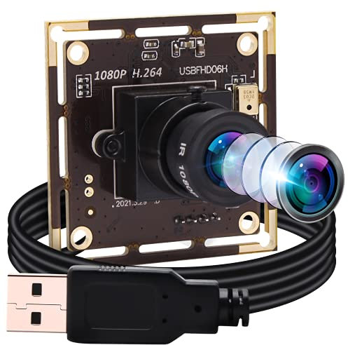 ELP 2MP USB Camera with IMX323 Sensor, 1080P, 3.6mm Lens, Low Illumination, H.264, Mic, 3.3ft Cable for Windows, Linux, Android, Mac OS