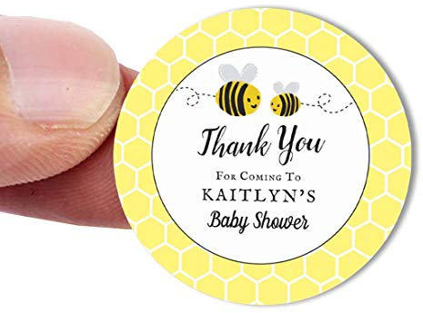 Autocollant Personnalisé Etiquette Autocollantes Personnalise Etiquette Epices Decoration RamadanDouce petite faveur de baby shower d'abeille de miel Merci classique Sticker rond