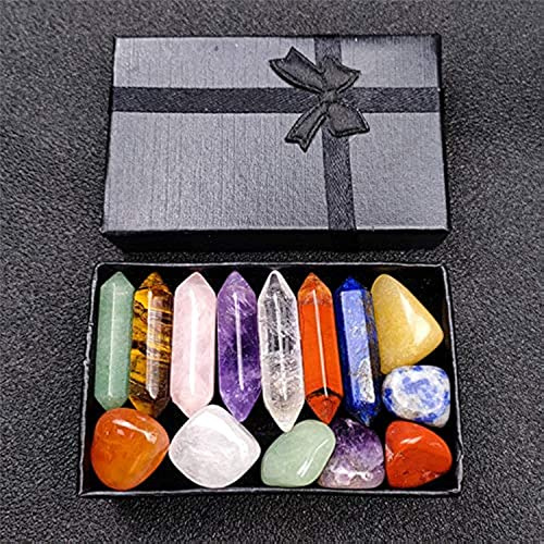Premium Healing Crystals Kit in Gift Box - 7 Chakra Set Tumbled Stones | 7 Chakra Stone Set Meditation Stone Yoga Amulet With Gift Box