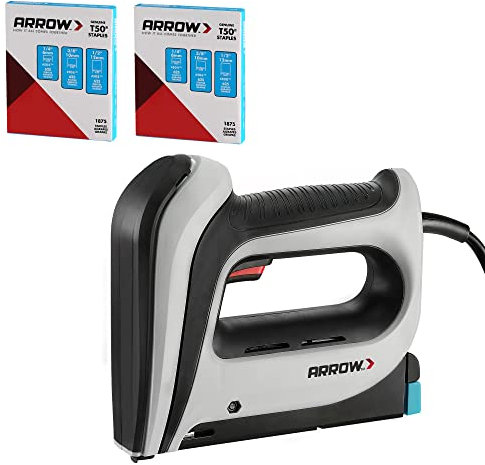 Arrow T50ACD Electric Staple Gun Kit, Corded Stapler with 3750 Pieces T50 1/4, 3/8, 1/2 Staples, for Upholstery Professional and DIY Projects