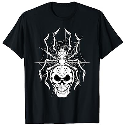 Spinnennetz Skelett Totenkopf Tarantel Spinne Halloween T-Shirt