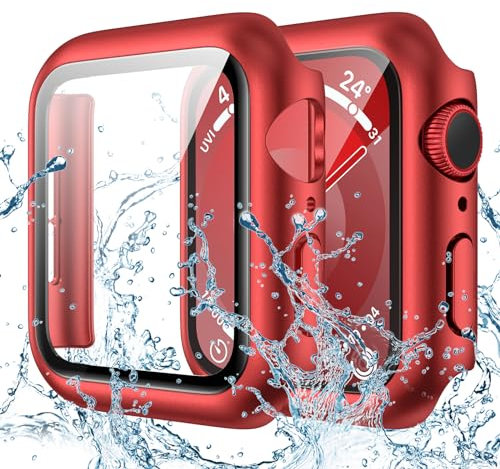 Goton Funda Impermeable para Apple Watch de 44 mm SE (2ª generación) Series 6 5 4 con Protector de Pantalla de Vidrio Templado, iWatch Funda Protectora Completa de policarbonato Duro para Hombres y