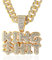Halukakah ● KING $HIT ● Goldkette für Herren 18k Echtgold PlattiertIced Out Anhänger Halskette,Volle Cz-Labordiamanten Zinken-Set,14mm Kubanische Gliederkette 45cm,Kostenlose Geschenkbox