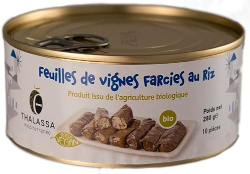 FEUILLES DE VIGNES FARCIES AU RIZ BIO LOT DE 4x280gr net Produit grec