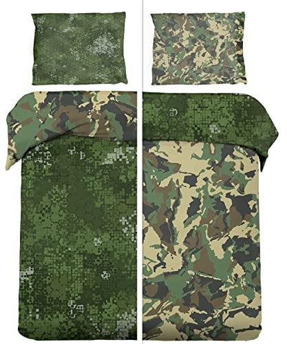 WQIZXCW Camouflage Bettwäsche 135x200, Army Militär Stil Microfaser Bettbezug Set 2 Teilig - Weich & Angenehm & Atmungsaktiv, 1 Bettbezüge mit Reißverschluss + 1 Kissenbezug 80x80 cm