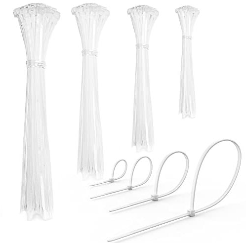 200 Stück Kabelbinder Weiß Set,100/150/200/300 mm(je 50 Stück),Highwings Nylon Verschiedene Größen Super Haltbar Selbsthemmend Kabelbinder für Kabelmanagement, Gartenarbeit, Wohnen und Werkstätten