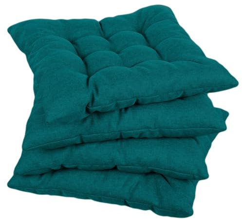 Gutekissen® Stuhlkissen gesteppt Quadrat Polsterauflage Auflage für Stühle/Bänke für Haus und Garten Sitzauflage Gartenkissen Sitzkissen viele Farben (50x50, Türkis, 4)