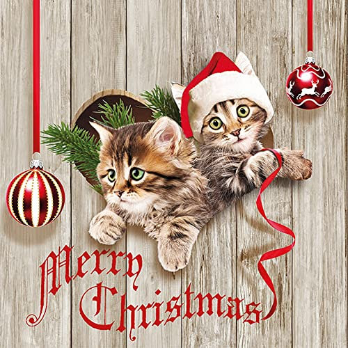 20 Servietten Katzen w?nschen frohe Weihnachten | Tiere | Winter | Tischdeko | Fest | Feier | basteln | Decoupage | Serviettentechnik 33x33cm