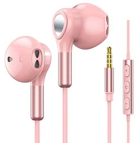 Auriculares In Ear con Cable y Microfono, HiFi Estéreo In Ear Auriculares Cable con Control de Volumen para para iPhone, Samsung, Android, iPad, MP3 con 3,5 mm Auriculares Jack Dispositivos de Audio