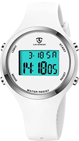 aswan watch Digitaluhr für Damen mit Wecker,Stoppuhr,LED Licht,Datum-Casual Armbanduhr mit Silikonarmband