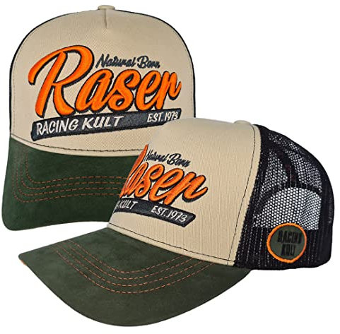 RACING KULT Trucker Cap Natural Born Raser mit Stick Unisex