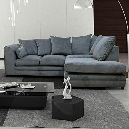 Casper Chenille Grey Fabric Corner Sofa 3 to 4 Seater Sofa (Grey, Right Hand Facing Corner)