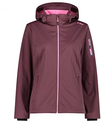 CMP - Leichte Softshelljacke für Damen mit abnehmbarer Kapuze, Pflaume, D38