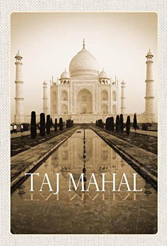 Blechschild 20x30cm gewölbt Indien schwarz weiß Taj Mahal Deko Geschenk Schild