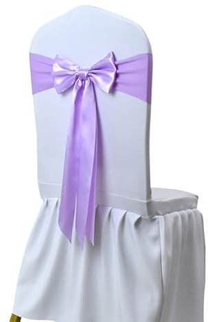 EZNEAT Lilac 10pcs Satin Spandex Chair Bow Sashes - Wedding, Banquet, Party Decoration