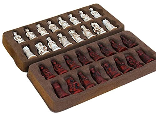 MDYBF Antikes Schachbrett aus Leder, Qing, echte Schachfiguren, Geschenke für Eltern, Unterhaltung
