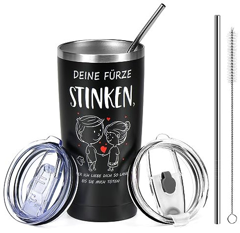 WIAZZLUK Männer Geschenke für Partner Ehemann Freund, 20OZ Kaffeebecher Doppelwandiges Trinkglas, Weihnachtsgeschenke Jahrestag Ich Liebe Dich Geschenk für Ihn, Geburtstagsgeschenk Becher 600ml