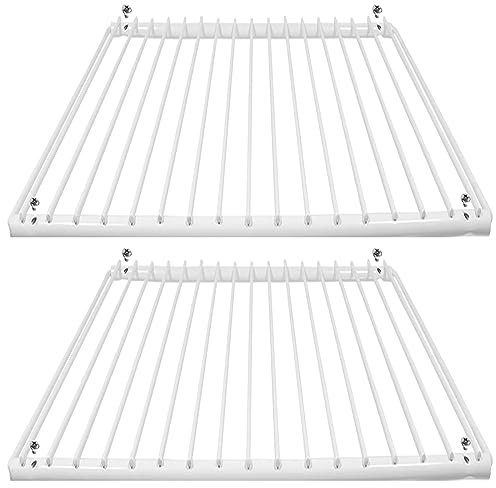 SPARES2GO Universal Fridge Freezer Shelf Adjustable White Plastic Coated Extendable (Pack of 2 Shelves, Large, 425mm - 670mm x 320mm)