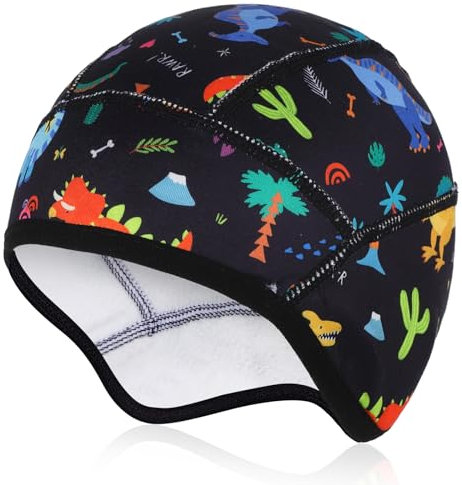 Kids Winter Skull Cap, Cycling Hat Under Helmet Thermal Helmet Liner, Windproof Bike Skull Cap Warm Hat Beanie for Outdoor Sports Running Skiing Riding Skating (Black)