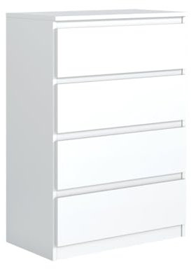 MebLocker Commode à 4 tiroirs, idéale pour Le Salon, la Chambre à Coucher, la Chambre d'enfant, la Chambre d'adolescent et Le Bureau, (Blanc)