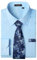 HISDERN Light Blue Dress Shirts for Men Long Sleeve Solid Shirt and Tie Set Formal Business Button Down with Pocket XL