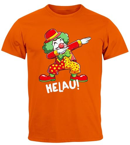 MoonWorks® Herren T-Shirt Fasching Karneval Dabbing Clown Kostüm-Ersatz Last Minute Faschingskostüme Männer Funshirt orange L