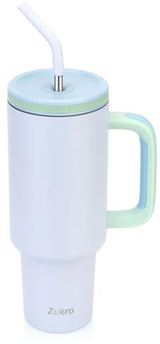 Zukro Bicchiere con manico e cannuccia, 1,18 l, nebbia