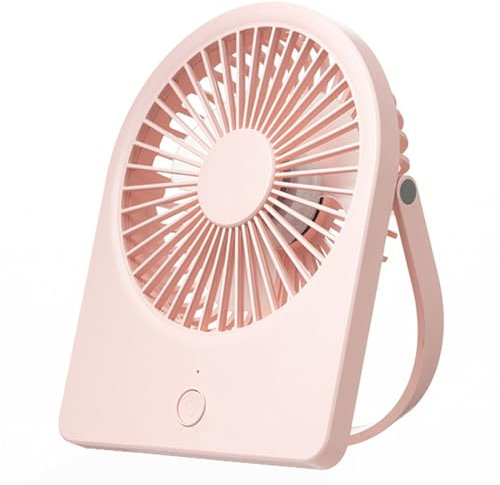 Terafeels USB Desk Fan Powerful 2000mAh 3 Speeds Wall Hang 180°Rotatable USB-C Corded Powered-Small Desk Fan Portable Quiet Desk Fan for Bedroom Home Office Pink, 18302