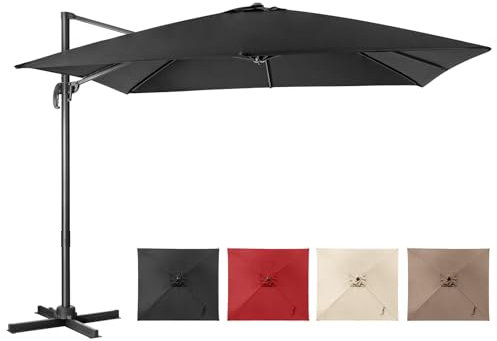 COSTWAY Parasol Déporté Inclinable, Parasol de Jardin Extérieur 3x3M, 8 Baleines en Acier, Rotation 360°, Toit de Ventilation, Pied Croisé, Tissu Anti-UV, Parasol Terrasse Exterieur H273 cm