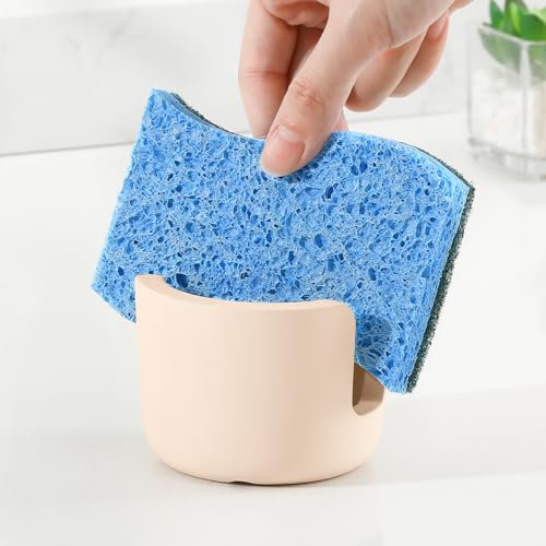Luxspire Support d'Éponge en Diatomite pour Évier de Cuisine, Porte-Éponge en Pierre à Séchage Rapide, Étagère pour Éponge en Pierre Absorbant l'eau pour Cuisine et Salle de Bains, Petite - Beige