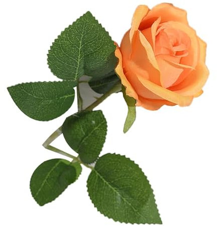 Aladeno Lot de 10 Roses artificielles à Longue Tige en Soie pour Bricolage, Arrangement de Bouquet de Mariage, Centre de Table, décoration d'intérieur, Vase de Remplissage (Orange)