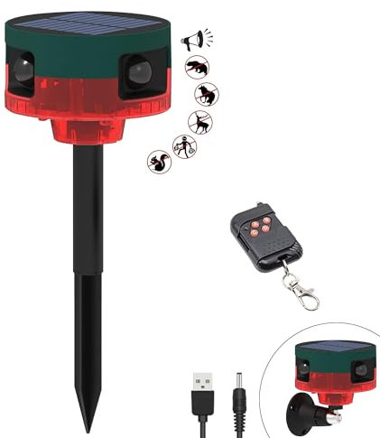 QXMH Solar-Bewegungsmelder-Alarm für draußen – Verbesserter 360°-Bewegungsmelder-Alarm, 129 dB Laute Sirene, 13 Arten von Geräuschen, Bewegungsmelder für bellende Hunde, unterstützt Aufnahme (1 Pack)