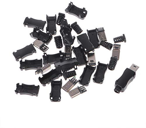 MLWSKERTY 10 Sets Mini USB 2.0 5-polige Steckdose Mit Abdeckung Mit Endanschluss Bananenkabel Anschluss Stecker Schraube Lötzinn Lautsprecher Eimer Adapter Buchse Kabel Pigtail Kabel Schottplatte
