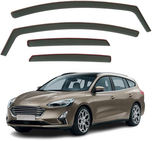 AirFlux: Modern, Dunkles Rauchgetönt, Selbstklebend, Ford Focus MK4 SW Kombi 2019-2024 Windabweiser Set mit 4 Stück