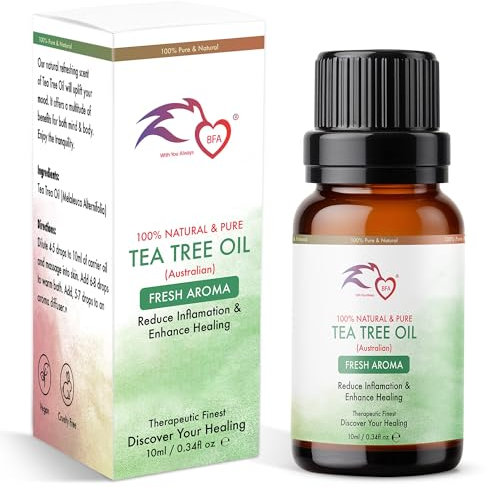 BFA Natural & Pure Australian Tea Tree Oil 10ml - Fresh Aroma | Nail Strengthener | Hair Growth Promoter | Versatile Essential Oil for Skin & Nails
