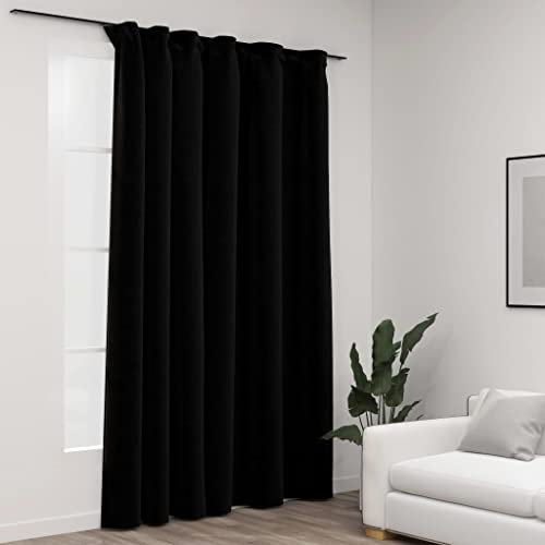 UJCHVHN Decor - Tende oscuranti effetto lino con ganci, 290 x 245 cm, colore: Nero